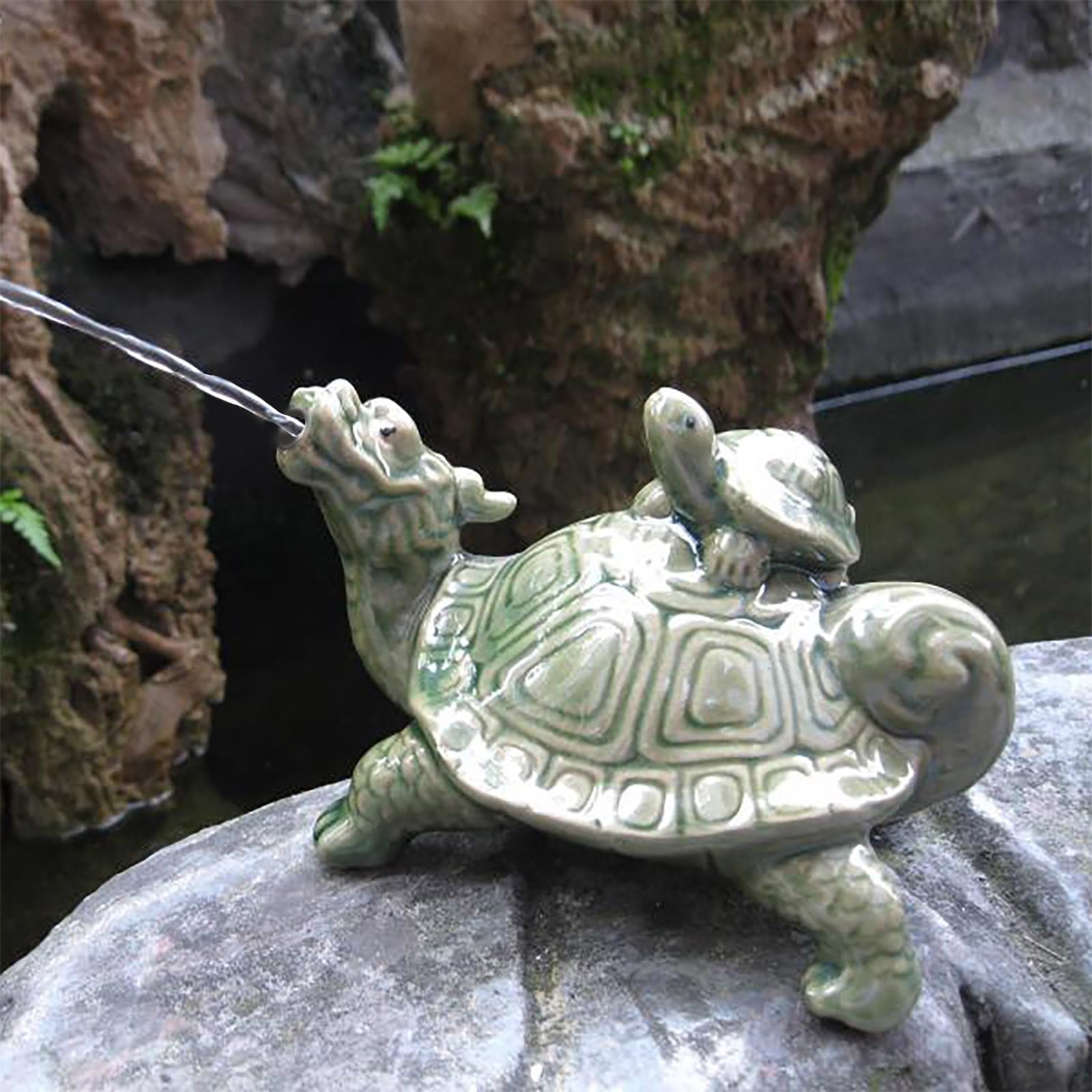 Fontaine céramique cracheur pour bassin d'animaux, décoration étang jardin Brown