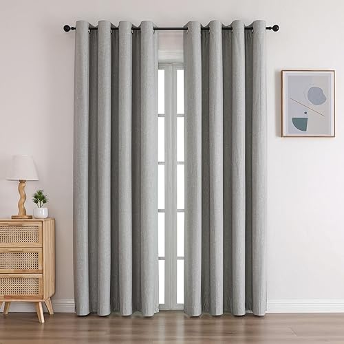 Miniatura 17 de Cortinas opacas de 84 pulgadas de largo, juego de 2 paneles, cortinas largas con aislamiento térmico, cortinas con ojales para oscurecimiento de