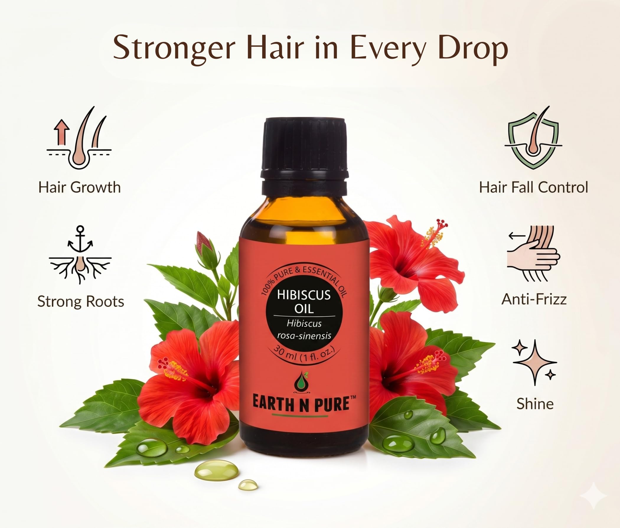 Earth N Pure Hibiscus Hair Oil | Cold-Pressed Hair & Scalp Oil | Frizz Control | For Curly & Coily Hair | Soft, Shiny Hair | Vegan & Cruelty-Free | 30ml 4