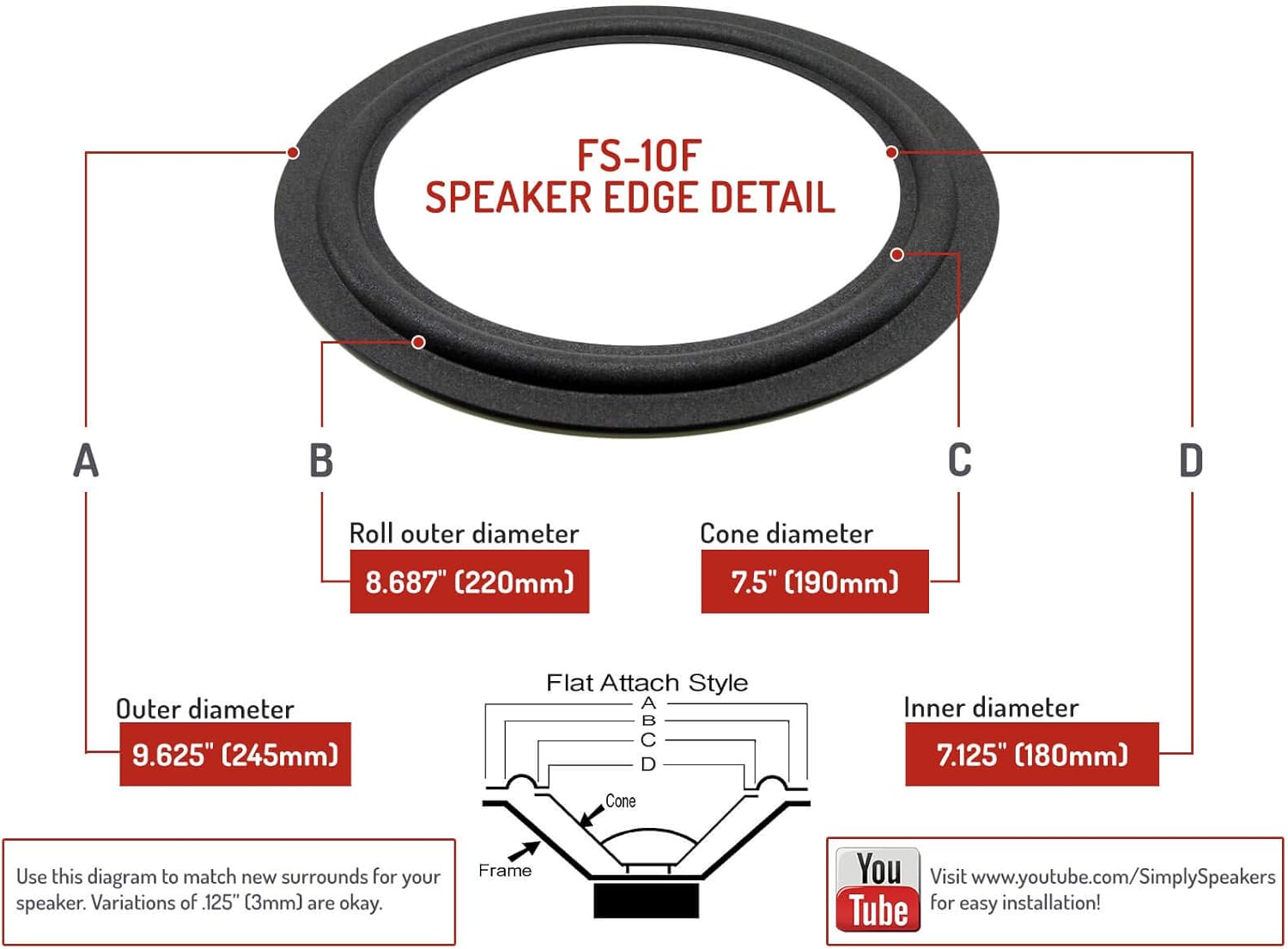 Buy Pioneer 10 Inch Foam Speaker Repair Kit FSK10F (Pair) Online at