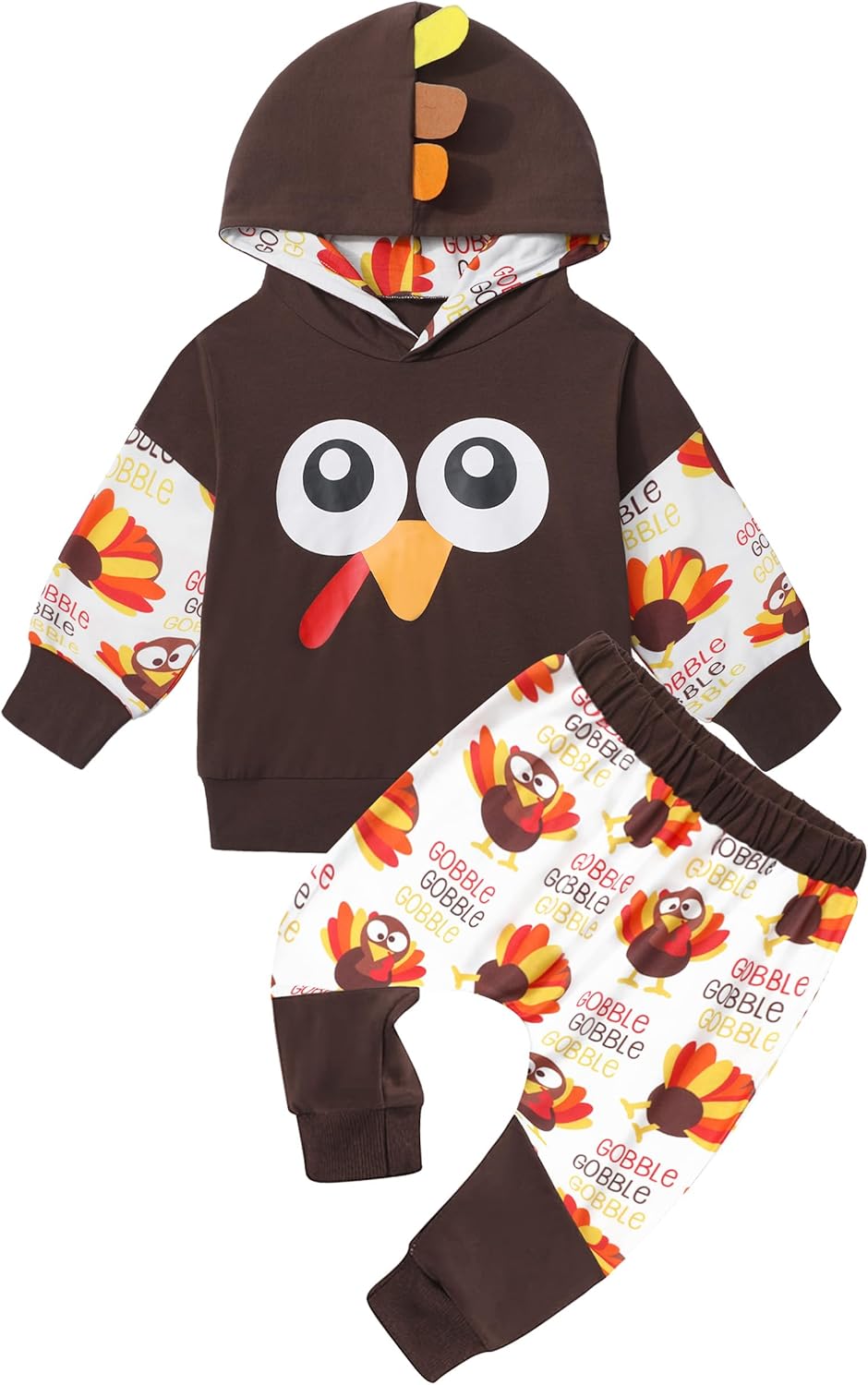 AGAPENG Thanksgiving Baby Boy Outfit Toddler Boy Thanksgiving Outfit Hoodie Patchwork Sweatshirt Pants Turkey Fall Outfits
