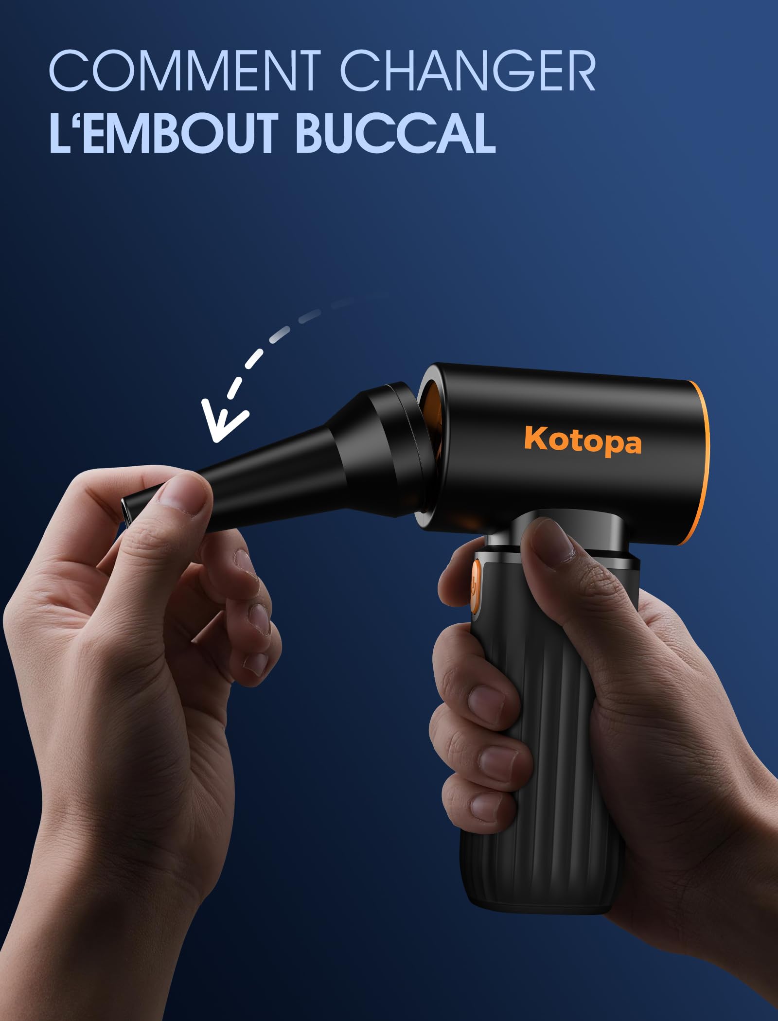 Kotopa Souffleur Air Comprimé, 3 Vitesses 200000 RPM, Mini Souffleur Sans Fil Puissant avec Batterie 8000 mAh, Adapté au Nettoyage des Ordinateurs, Claviers, Automobile et Extérieur (noir)
