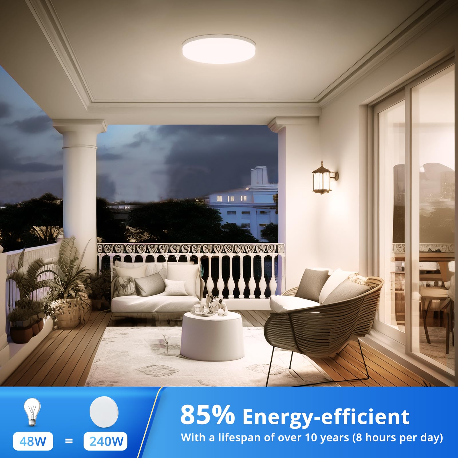 Combuh Plafoniera LED 48W 4320Lm Facile da Installare Lampada da Soffitto per Camere da Letto Stile Moderno Salotti Cucina Bianco Naturale 4000K Rotonda Ø30CM