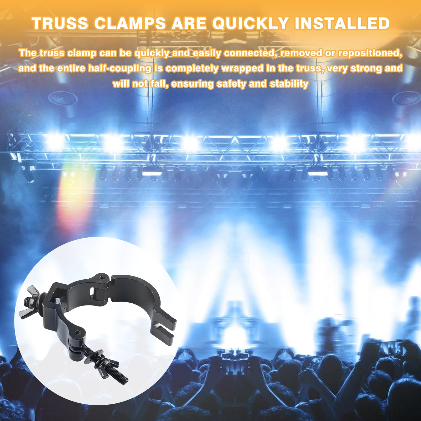 Truss Clamp,4 PCS 48-52 mm Abrazadera Para Luces De Escenarios,Abrazadera De Luz De Escenario De Alta Resistencia,Truss Clips De Escenario Para Proyectores,Capacidad De Carga De 200 kg