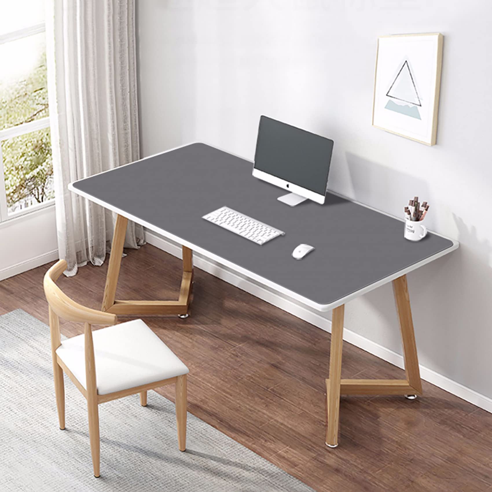 Tappetino da scrivania in pelle sintetica impermeabile, 90 x 40 cm, sottile e multifunzionale, per computer portatile, facile da pulire, colore nero