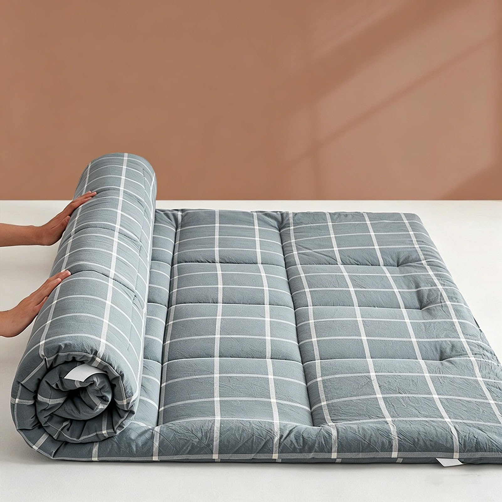BK&MF Soft Cotton Foldable Filled Bed Mattress Pad, Quilted Tatami Mat, Portable Single Bed Topper for Student Dormitory & Household Use,G,180x200cm(71x79inch)