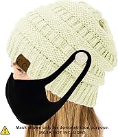 Vista 3 de CC - Gorro de punto trenzado grueso y clásico para invierno y otoño