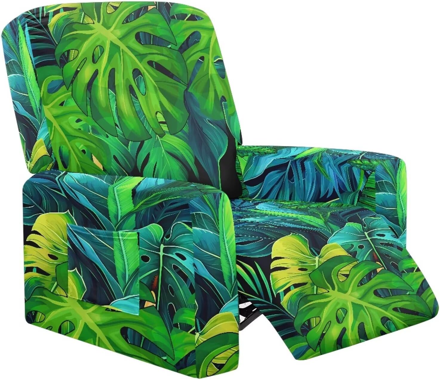 Tropical Leaves Lazy Boy Couch Covers Elastic Sofa Slipcovers Cozy Chair Covers Stretchy Reclining Chair Protector 4 Piece Comfy Furniture Cover for Indoor Home