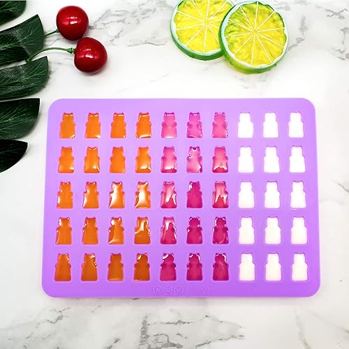 Miniatura 7 de Gummy Bear - Moldes de silicona para caramelos, moldes de goma con 2 cuentagotas, moldes de silicona antiadherentes para dulces, incluyendo mini