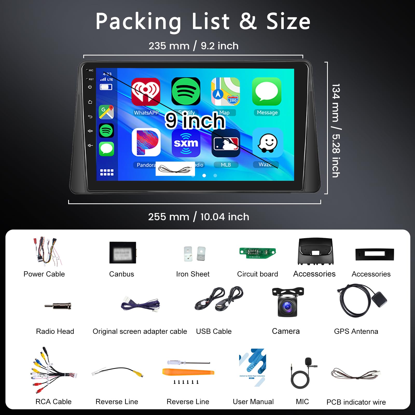 Hodozzy 2G 64G Radio para Renault Megane 2 2002-2009 con Carplay Inalámbrico Android Auto, Android Radio Coche 9 Pulgadas Pantalla Táctil GPS Bluetooth WiFi FM RDS, Control del Volante Cámara