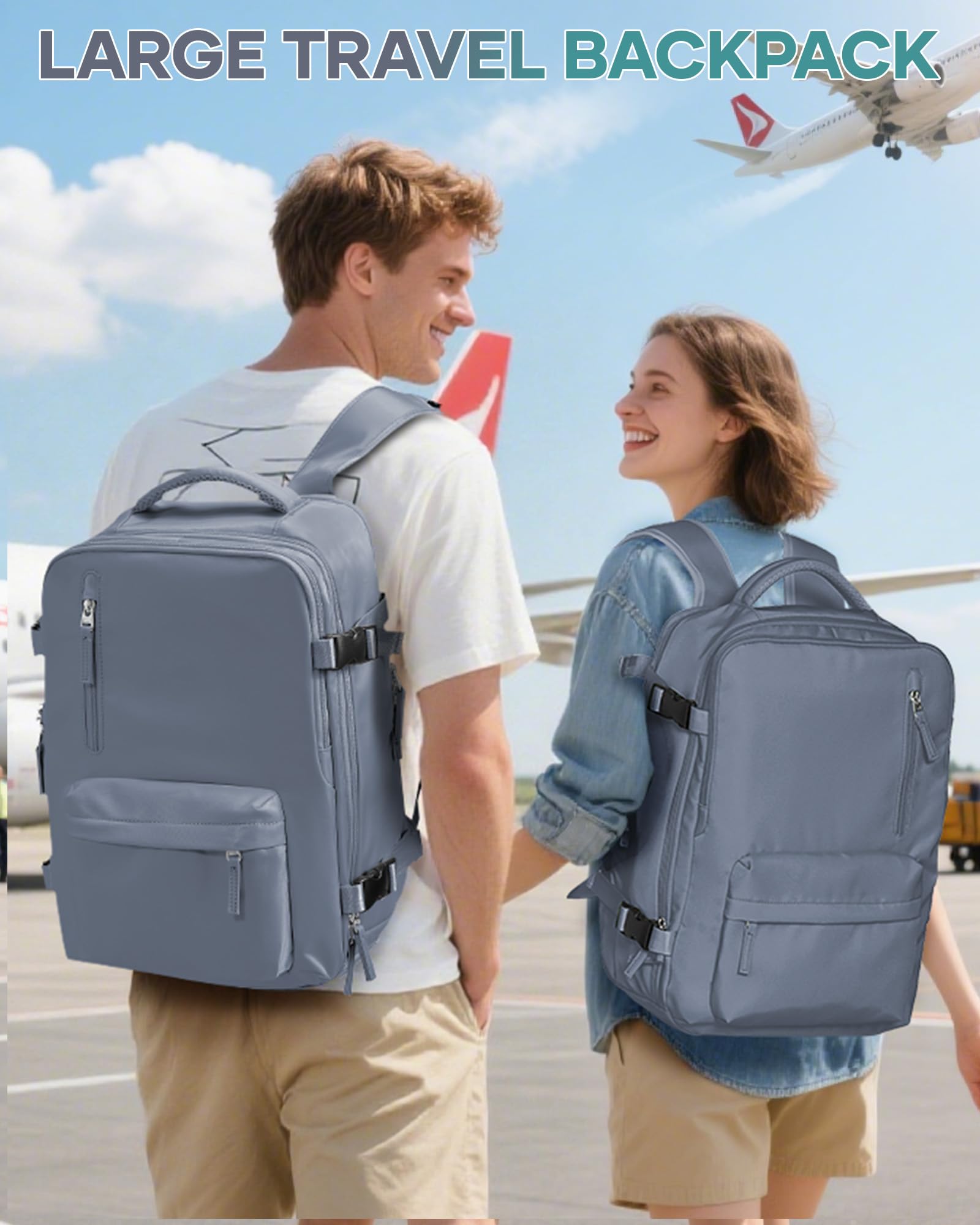 SZLX Zaino Ryanair 40x30x20 Sottovuoto Bagaglio a Mano 40x20x25 Donna Zaino da Viaggio 40x30x20 Wizzair Borse da Cabina per Easyjet 45x36x20 Uomo per Laptop 14 Pollici con Porta USB e Porta Scarpe