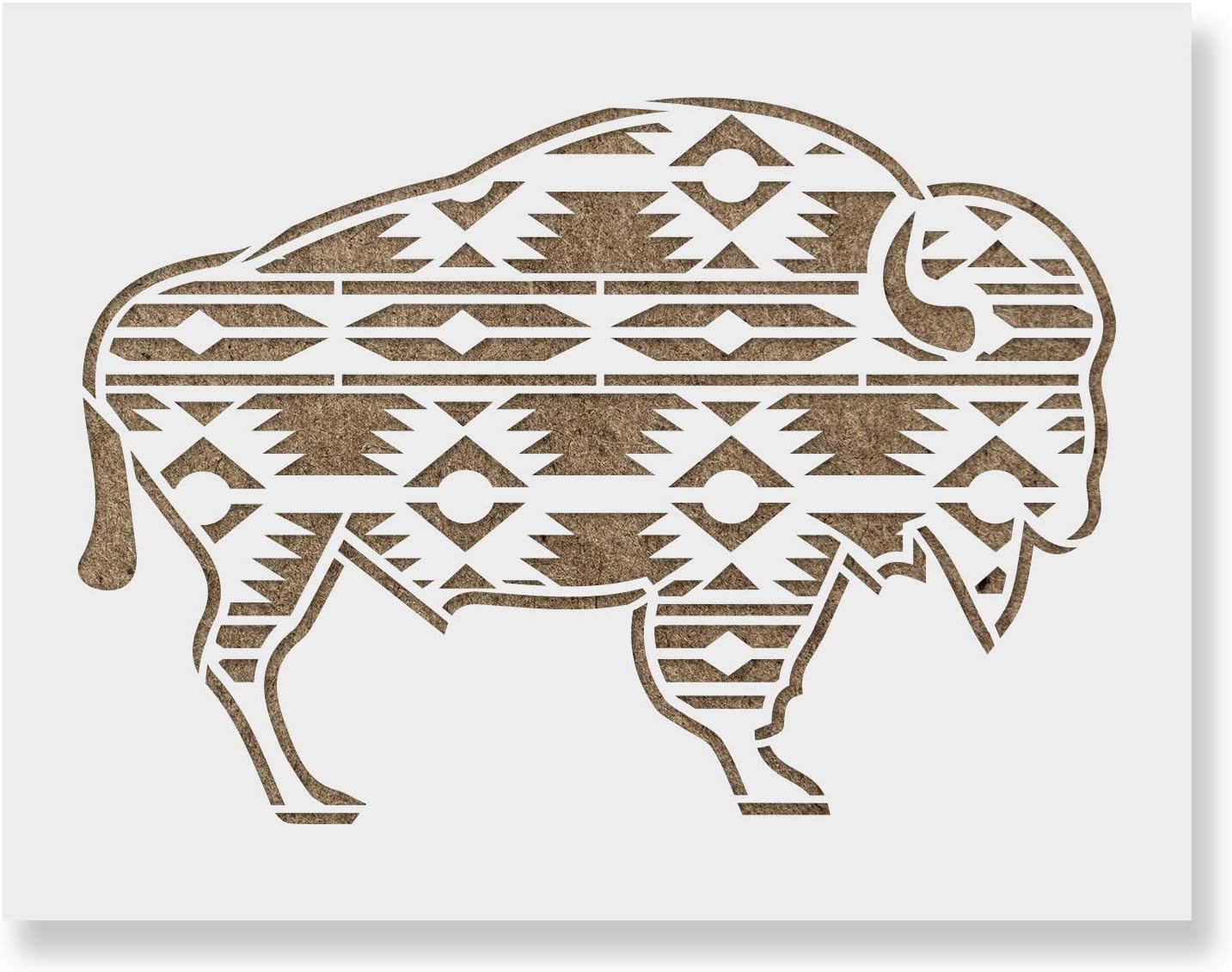 Aztec Buffalo Stencil - Buffalo, Native American, Wildlife, Buffalo Art, Aztec Stencil