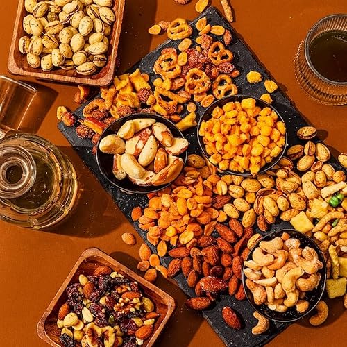 Miniatura 30 de BONNIE AND POP - Cesta de regalo de nueces Regalo saludable de nueces surtidas en caja de madera reutilizable Bandeja de gran variedad