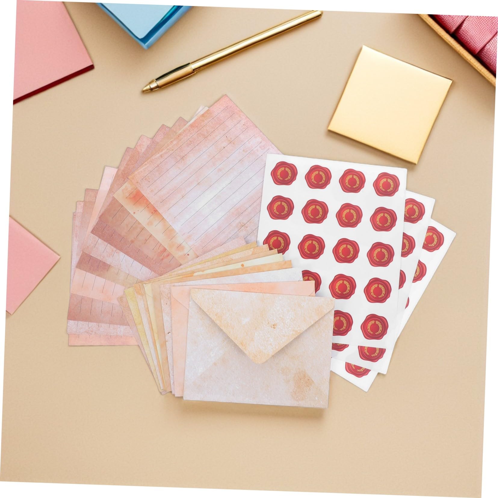 HOMSFOU 100sätze Retro-briefpapier-set Mit Umschlägen Liniertem Papier Im Vintage-look Für Handgeschriebene Briefe Mit Kraftpapier-umschlägen Für Briefe Und Notizen