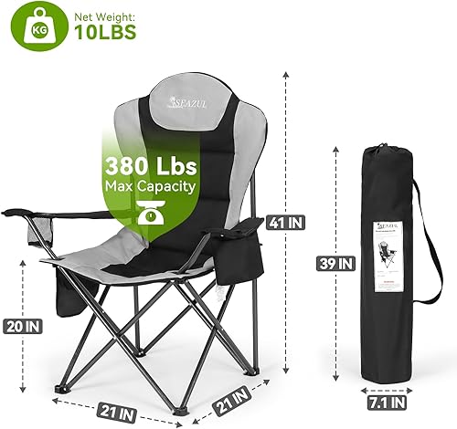 Miniatura 3 de Sillas de campamento para adultos, sillas de campamento resistentes, paquete de 2, sillas plegables para exteriores, soporta 380 libras, silla de