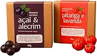 Kit Shampoo Açaí Fortificante e Condicionador Pitanga em Barra 100% Natural - Revitaliza, Nutrição e Brilho Capilar