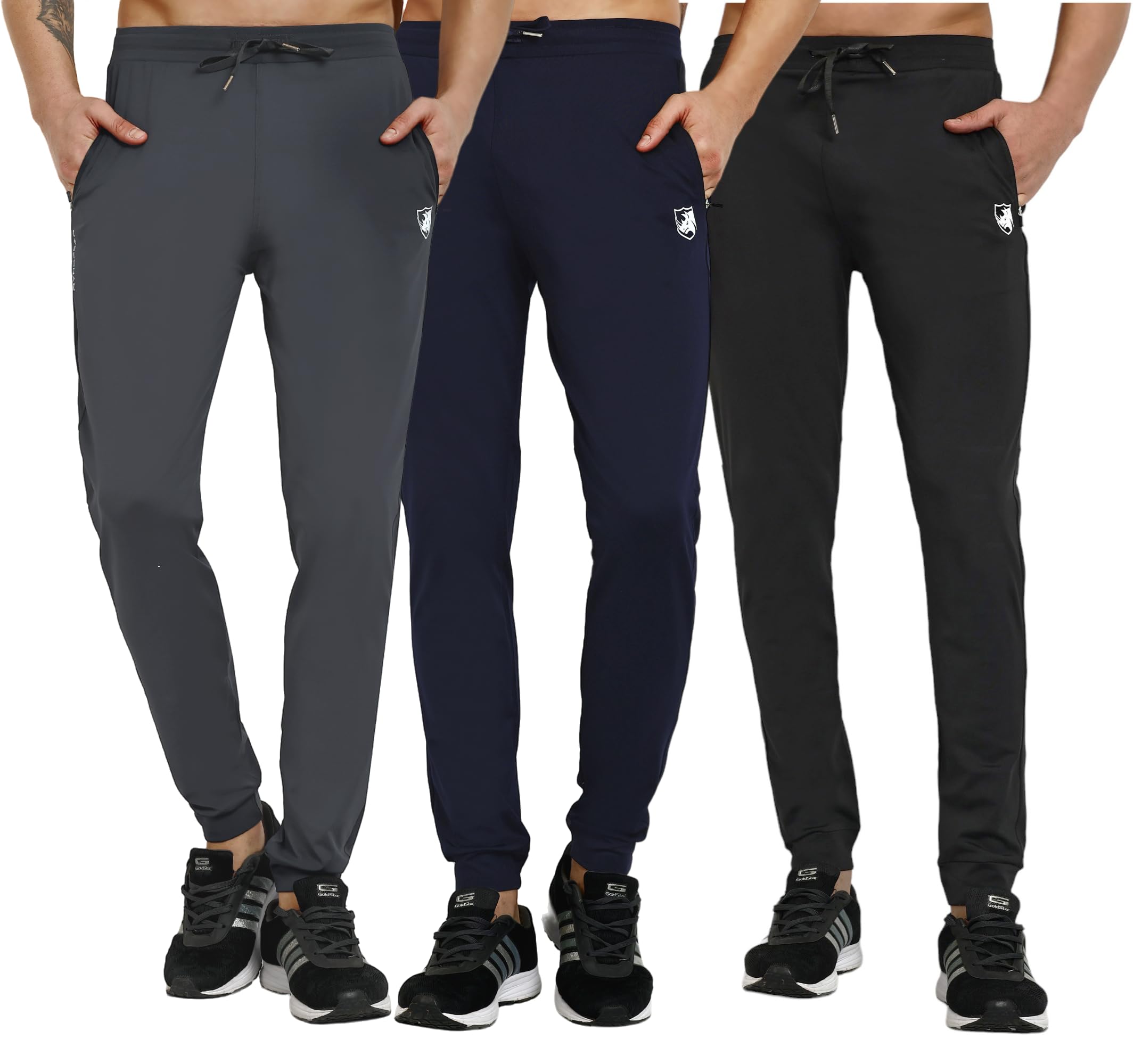 rynogear Lycra Stretchable Track Pants Combo with Zipper Pockets (Pack of 3)-picture-11