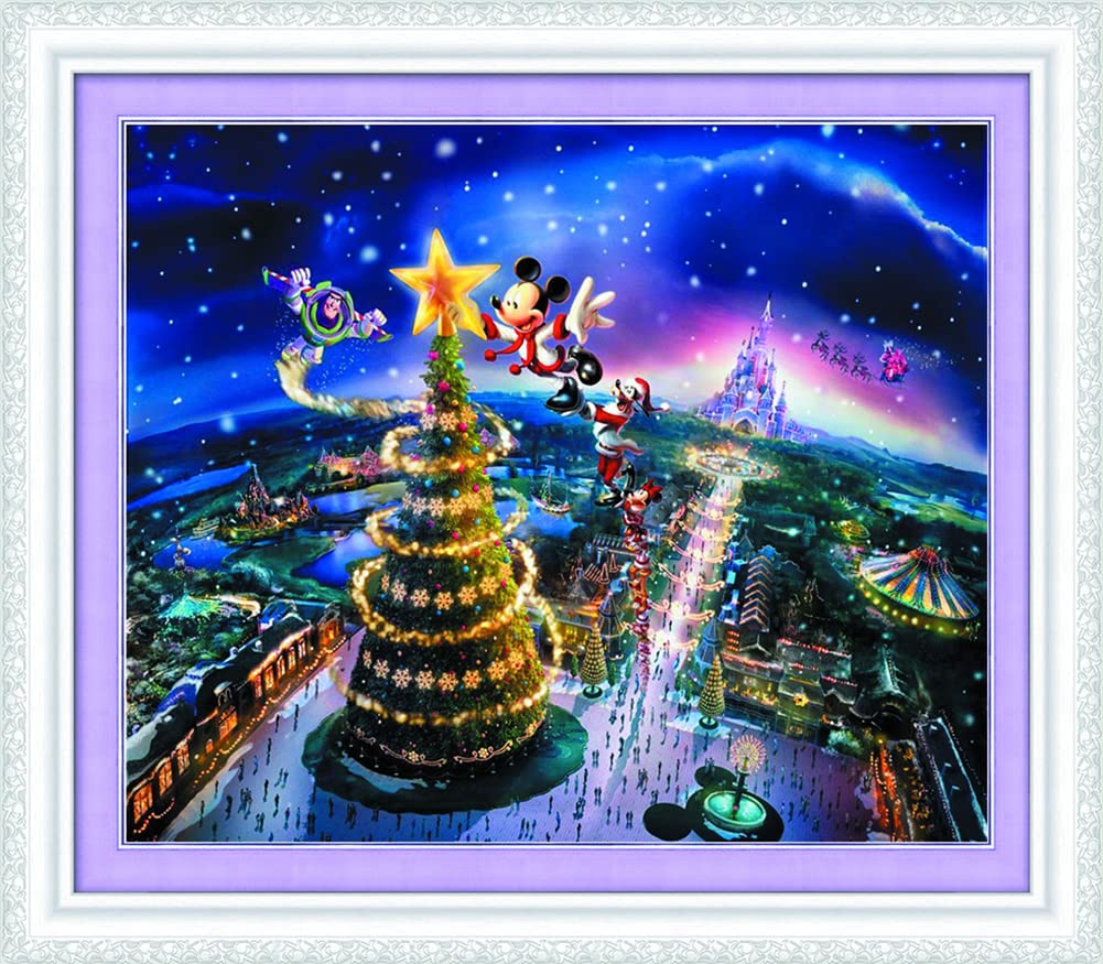 WOWDECOR Kit De Broderie Au Point De Croix Pour Adultes Et Enfants, Château, Feuilles De Maison, Arbre 11 CT Estampillé à Faire à L'aiguille, Facile Pour Débutants (château