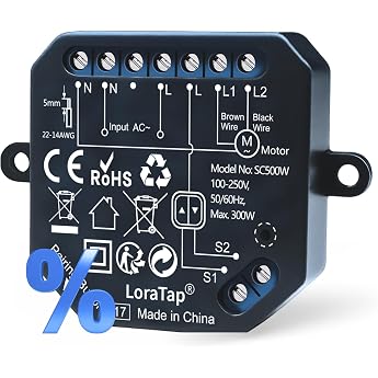 LoraTap WiFi Roller Shutter Switch Module 0-100% Position Control via App