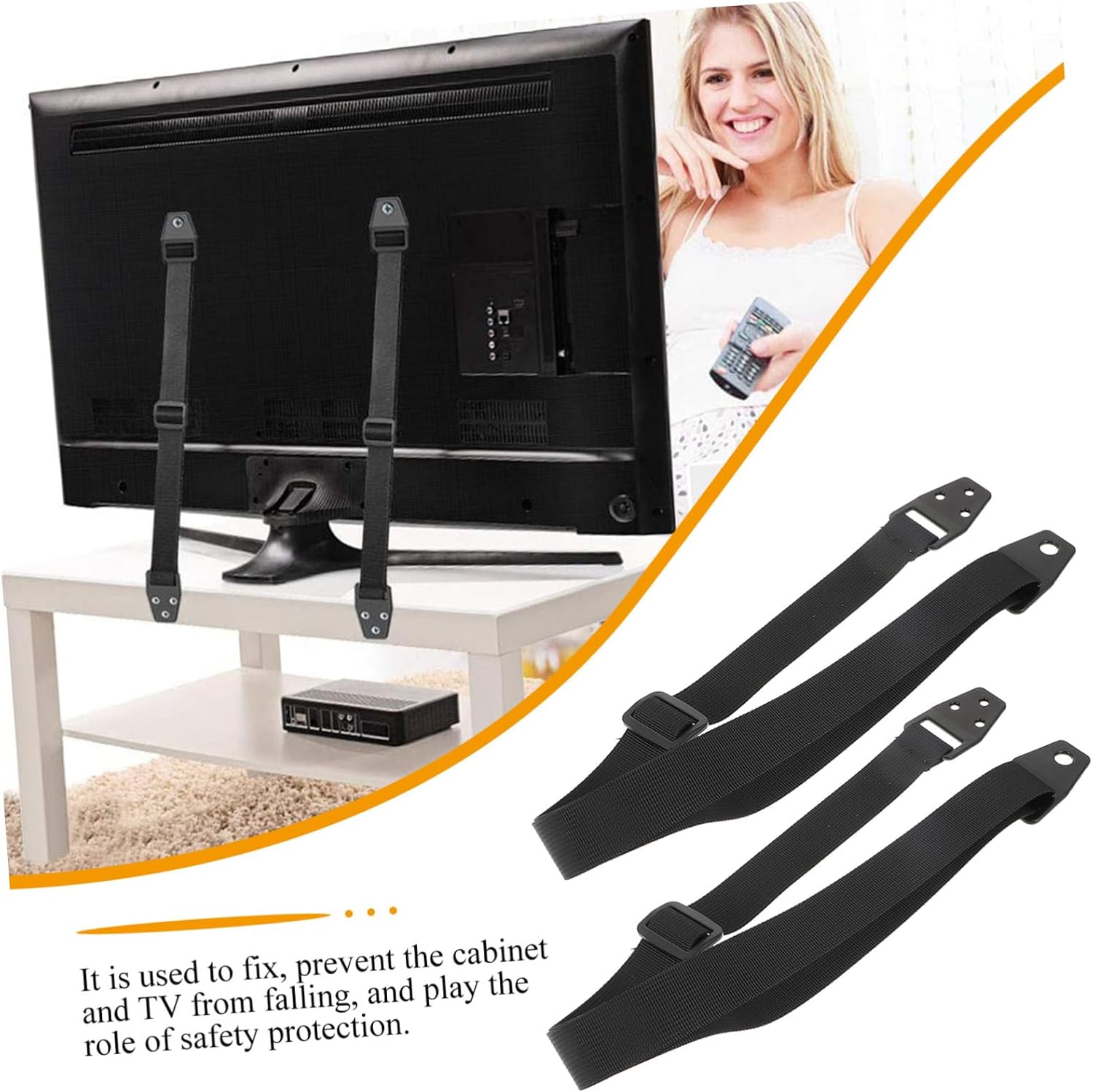 HOMSFOU 2pcs Tv Tip Straps Resistant Furniture Fixing Belts for Safety Stability Essential for Boys and Girls Against Accidental Falls
