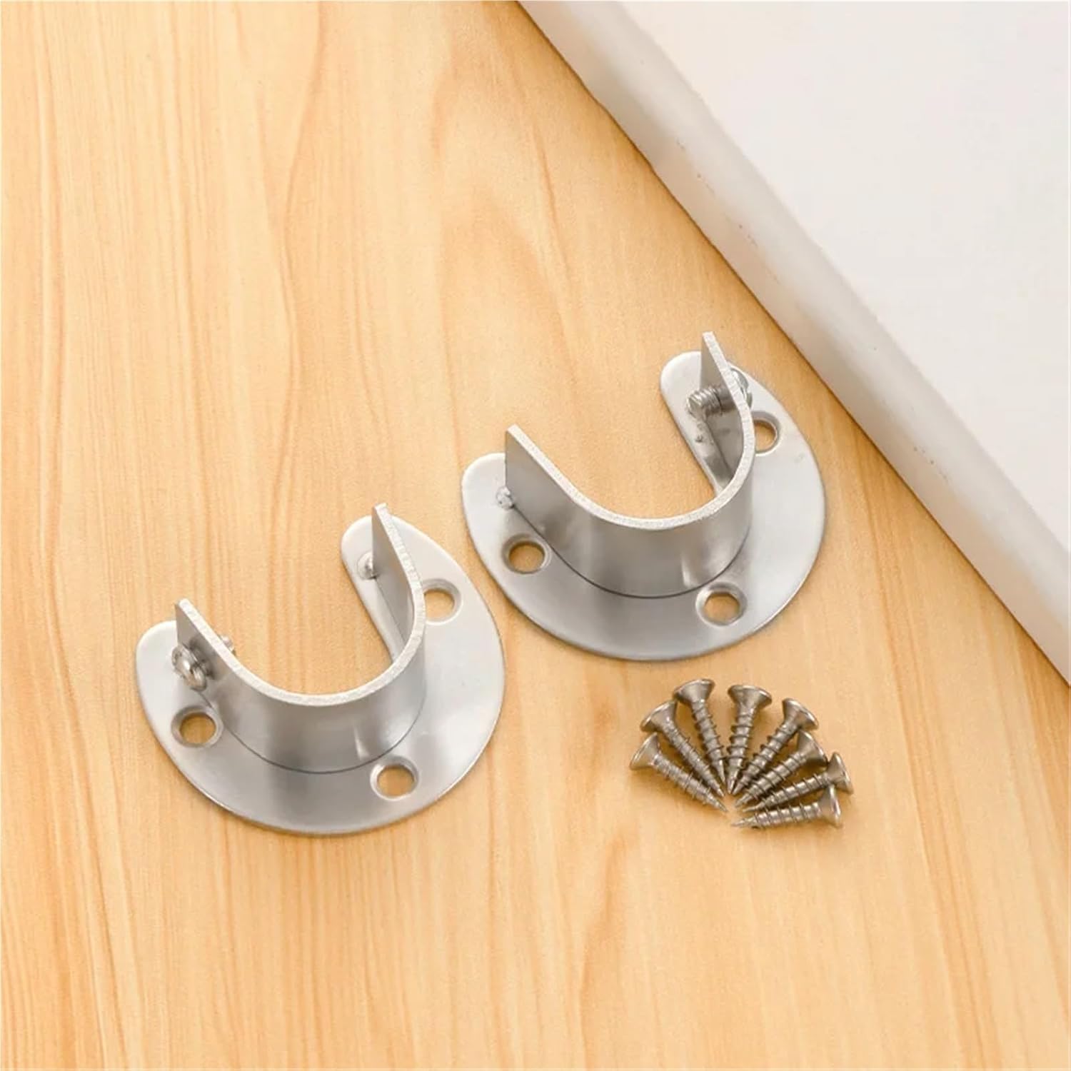 Closet Rod Brackets 20PCS Heavy Duty Stainless Steel Rod Socket Flange Rod Holder Closet Rod End Support 19/22/25/32mm U Shaped for Closet Bathroom(25MM)