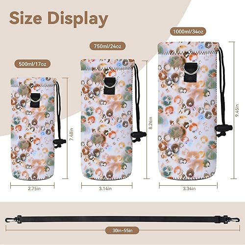 Miniatura 8 de AUPET botella de agua con aislamiento, botella de agua de neopreno aislado, bolsa para transportar, 500mililitros, correa para el hombro ajustable,