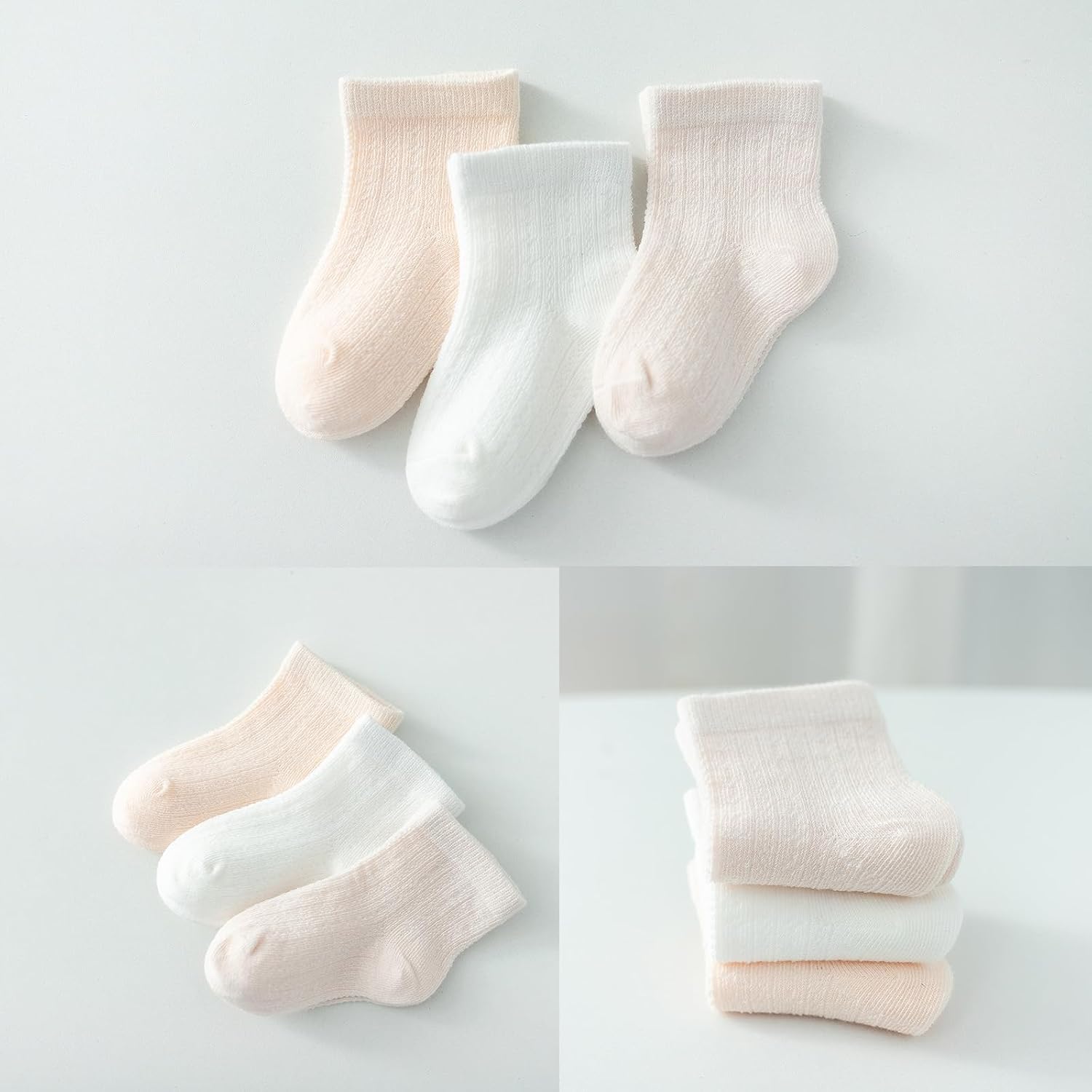 Baby Girls Boys Cotton Socks Soft Mesh Thin Breathable Crew Ankle Dress Sock for kids, 6 Pairs