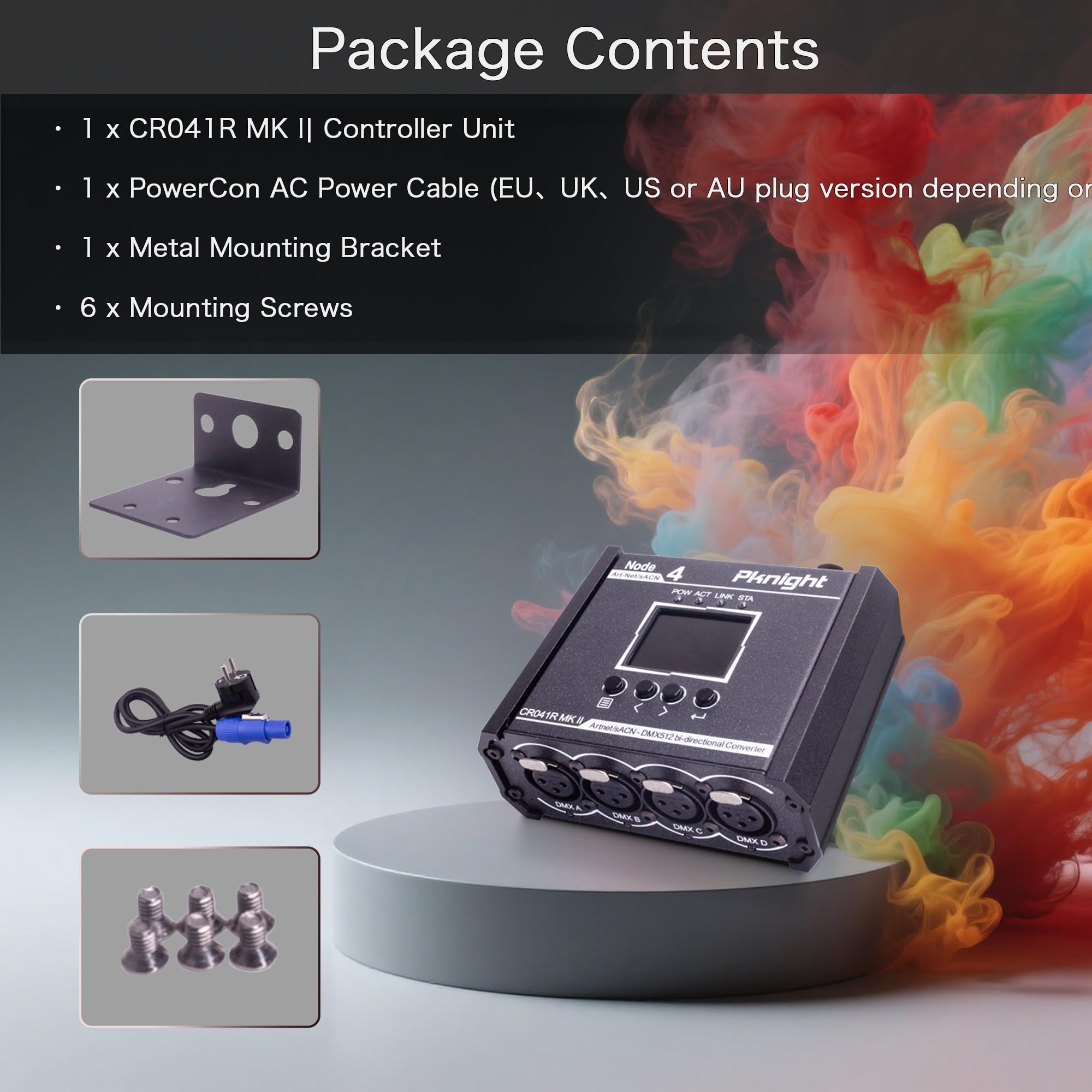 Pknight Convertitore Art-Net/sACN DMX512 a 4 porte bidirezionale, un nodo compatto con PowerCON, PoE e USB-C per l’illuminazione scenica – CR041R MK II