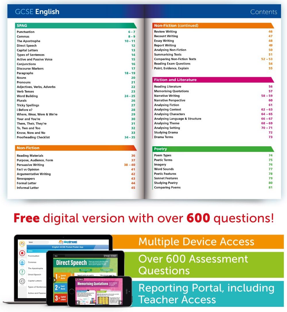 Daydream Education GCSE English, Maths (Higher) & Science Revision Guide Pack, Pocket-Sized - Image 3