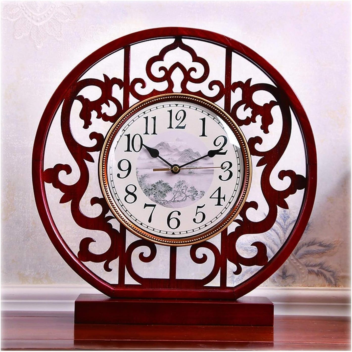 Amazon｜ベッドサイド時計デスクトップ時計 テーブルクロック/古いホームテーブル時計/サイレント移動、エレガントで寛大な、リビングルーム