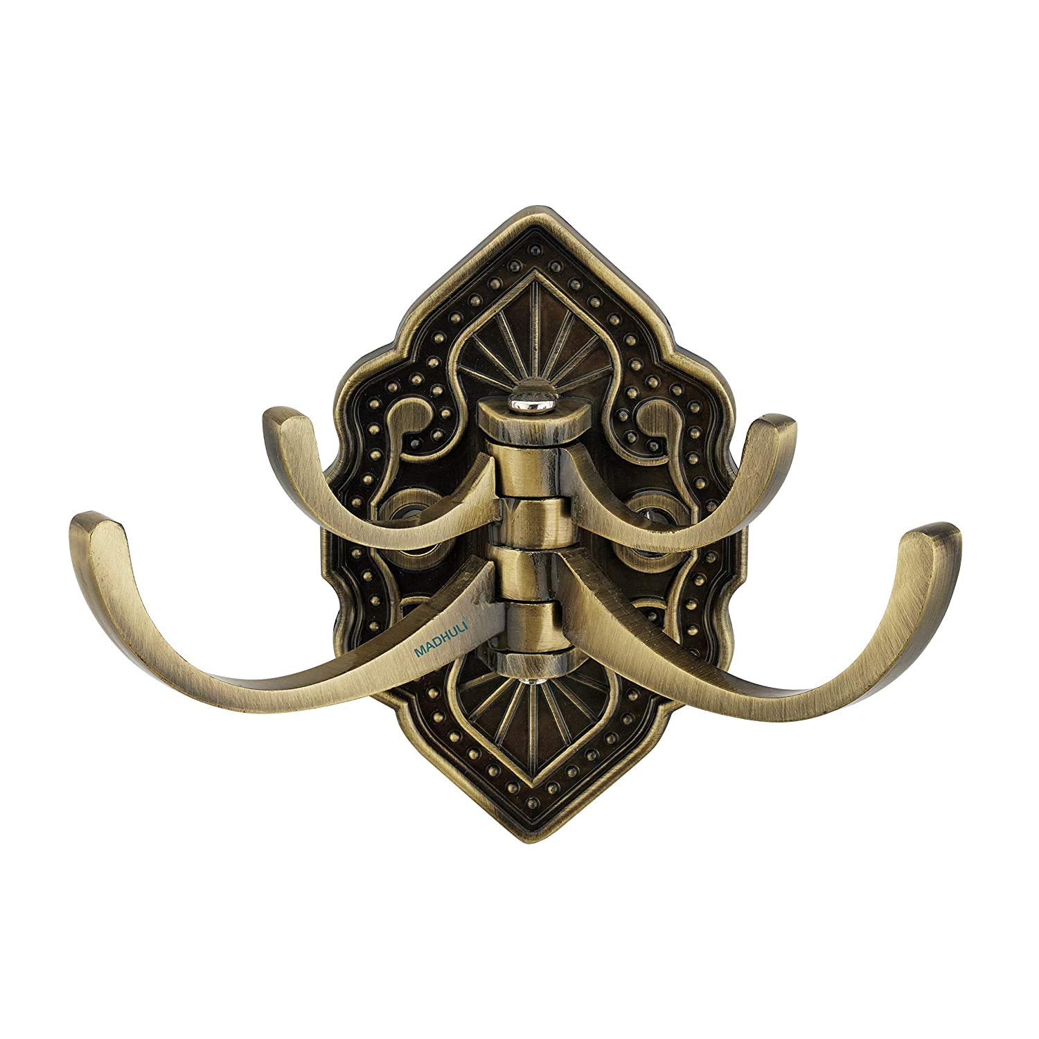 MADHULI Rajawadi Movable Cloth Hanger Hook, 4 Pin Robe Hook Wall Mounted Towel Holder, Antique Brass Wall Hook, Cloth Hanging, Bathroom Cloth Hooks, Wall Hooks Rail for Hanging Clothes,Towel (B08YJSWPJZ) Amazon Price History, Amazon Price Tracker
