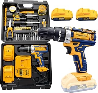 Cordless Drill Set, 21V Electric Power Drill with Battery And Charger, Torque 45N, 25+3 Torque Setting, 3/8-Inch Keyless Chuck, Drill Driver Bits Kit, with LED (set2)