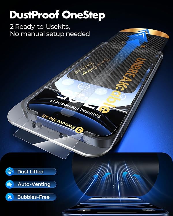 UNBREAKcable for iPhone 15 Pro Max Privacy Screen Protector, Tempered Glass 6.7", DustProof OneStep Installation, 25ยฐ Anti-Spy, 9H Military-Grade Shatterproof, Bubble-Free, Case-Friendly, 2 Pack by UNBREAKcable - Used condition - Image 2