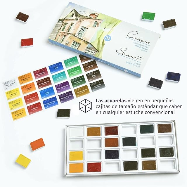 Foto 3 de 7 de Sonnet Acuarelas Profesionales - 24 Portátiles en Pastillas - Hechas por Neva Palette