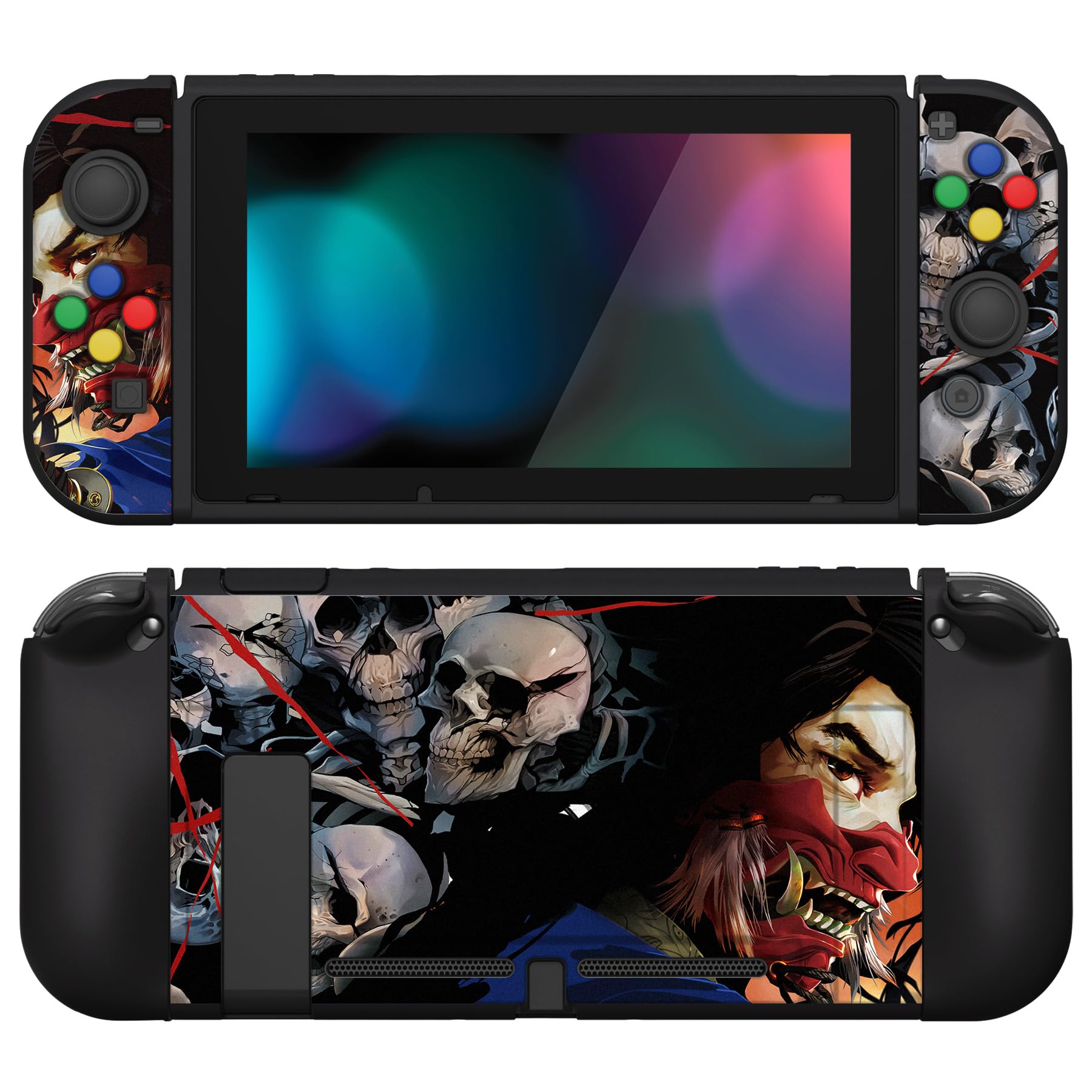 playvital ZealProtect - Custodia protettiva morbida per Nintendo Switch, protezione flessibile per Switch con pellicola protettiva in vetro temperato, impugnature per pollice e tappi per pulsanti ABXY