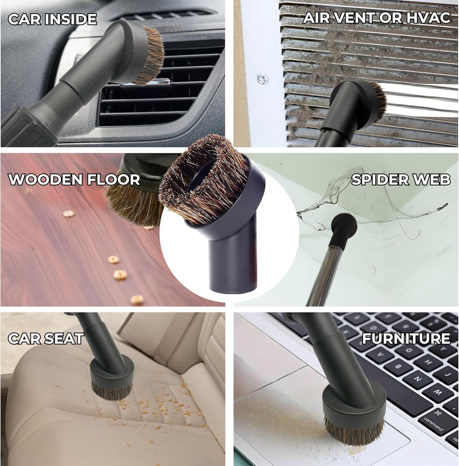 Replacement Vacuum Attachments & Brushes plus Universal Adapter Kit Compatible with Shop Vacs 2-1/4'' 1-7/8'' 1-3/8'' 1-1/4 Inch- Flexible Vacuum Crevice Attachment Tool for Shop Vac Accessories