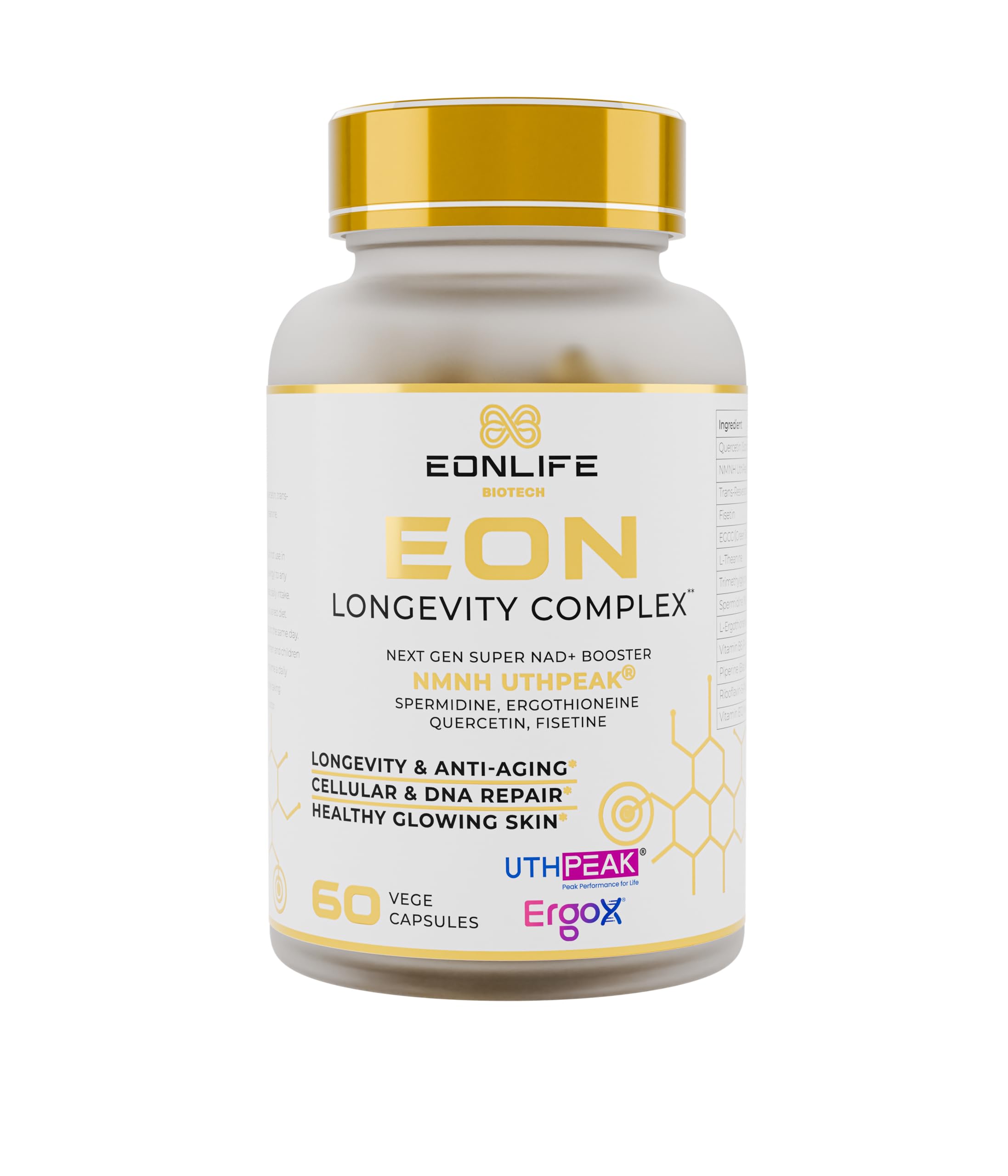 EON Longevity Complex – Complejo de 13 Ingredientes Activos, 60 Cápsulas Veganas