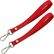 Lot de 2 dragonnes en cuir, 20 cm de long, pour pochette, portefeuille, clés, porte-clés, sac à main DIY, Or rouge., Dragonne en cuir - Rouge et Or