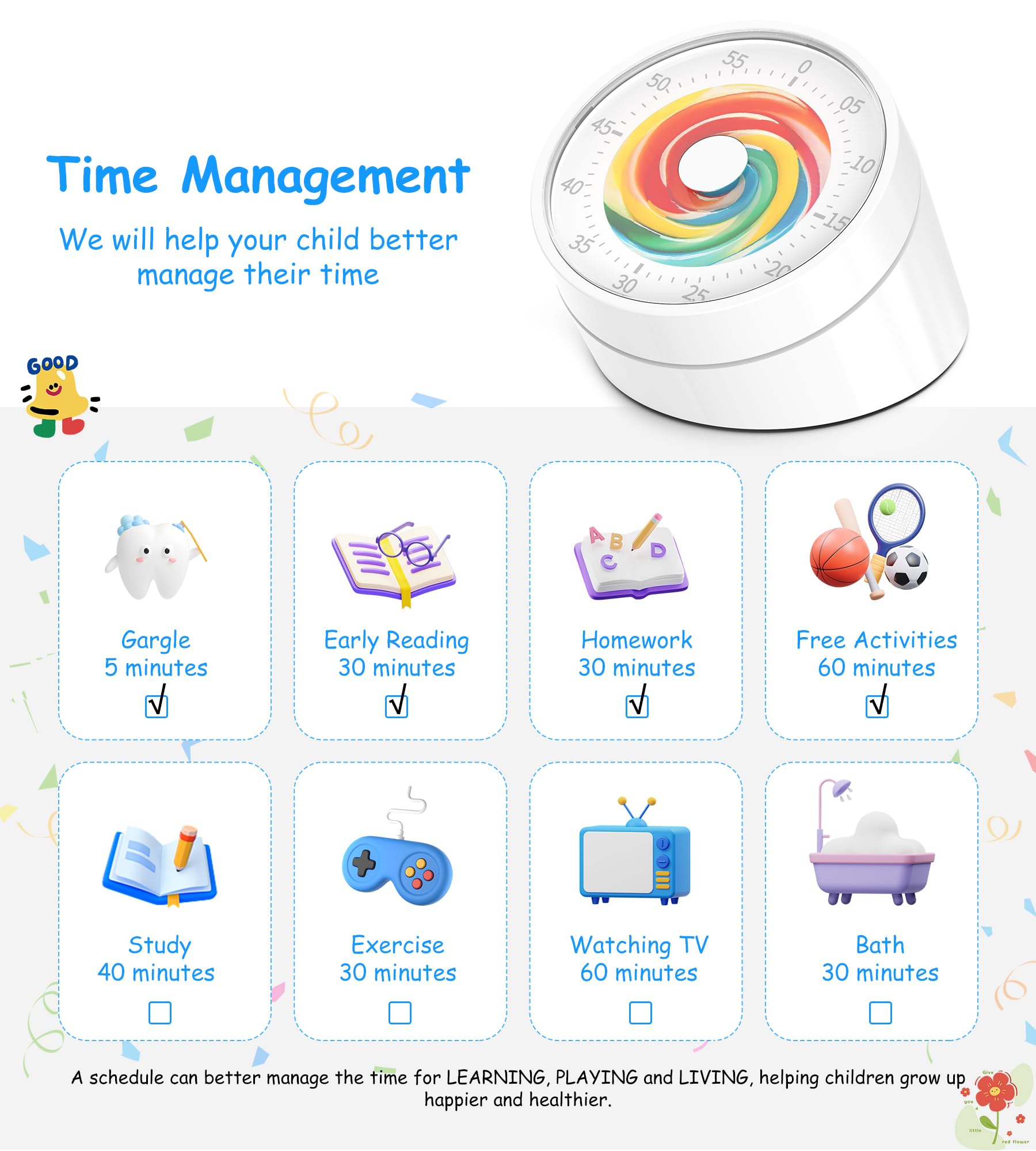 Temporizador visual para el aula para niños, temporizador de cuenta regresiva de 60 minutos para profesores y estudiantes, herramienta de cognición de tiempo de suministro de estudio de