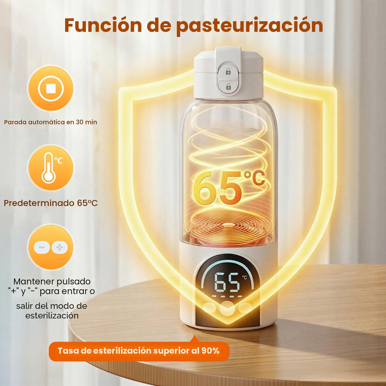 Calienta Biberones Portatil para Viaje, Calentamiento Rápido y Larga Duración de Batería 12000mAh, Capacidad de 500ml Calentador Biberones para Leche Materna y Agua (Blanco)
