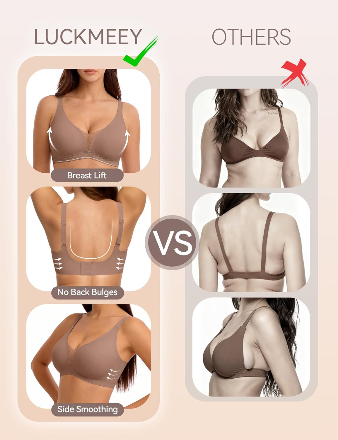 LUCKMEEY Womens Wireless Bras Sexy V Mesh Brallete Supportive Jelly Bra Seamless Tshirt Bra (U-Back & Crossback) - Image 4