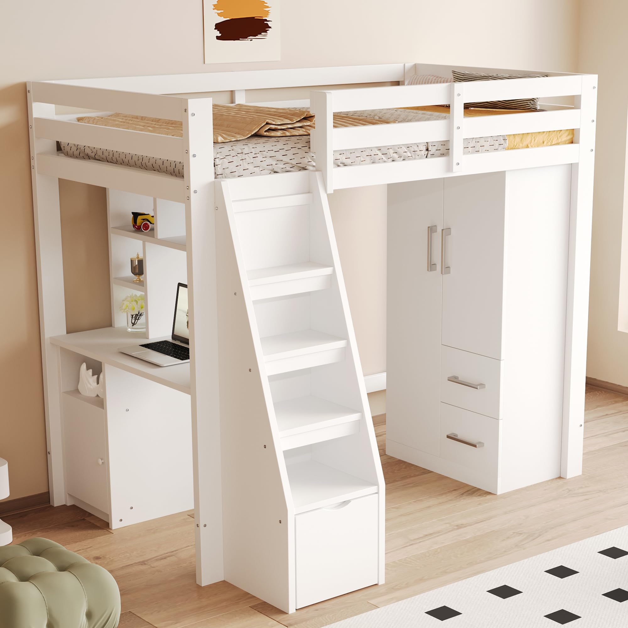 Armadio Bambini 2 Ante Legno 70x40x135 cm Bianco