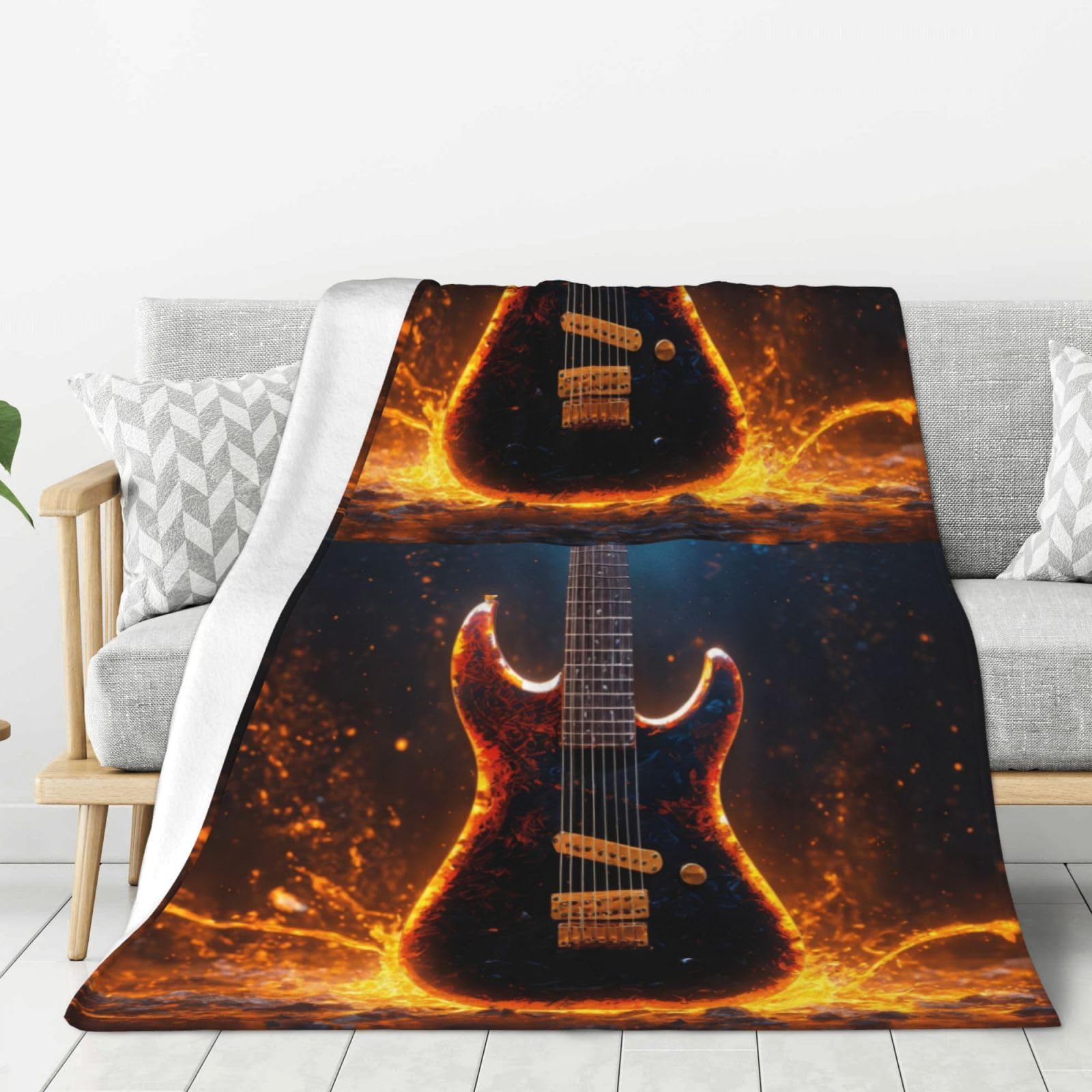 Couverture guitare électrique épaisse contre le froid pour frileux sur lit et canapé