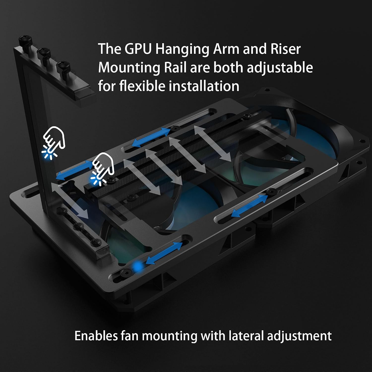 Vertical GPU Mount Bracket, Aluminum Alloy Graphics Card Holder with PCIe Riser Slot and 120mm Fan Support, Compatible with 2/3-Slot GPUs for Custom PC Builds image 3