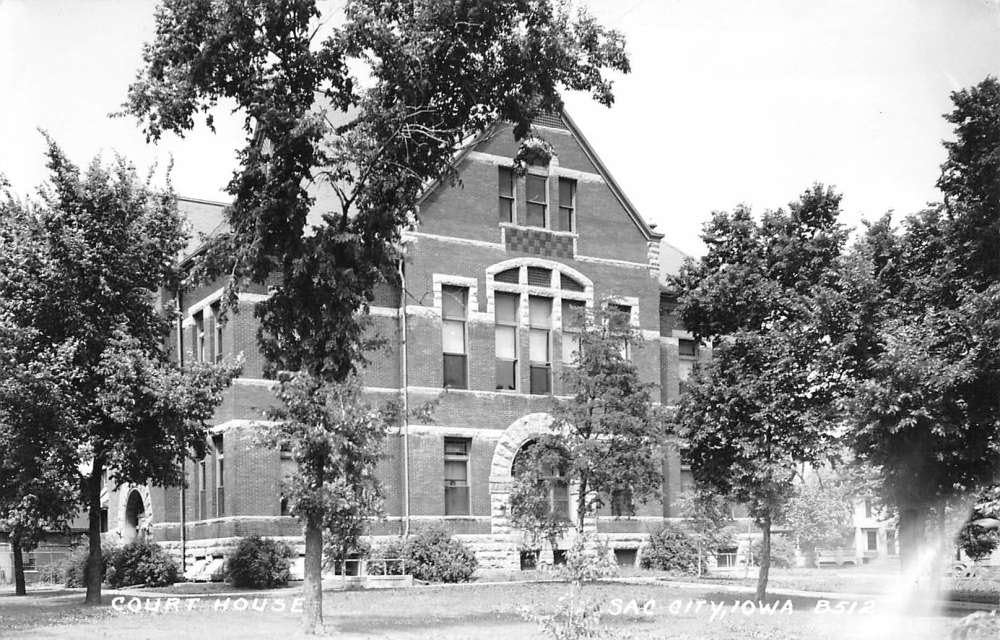 Sac City Iowa Court House Real Photo Antique Postcard