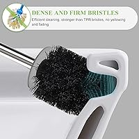 Vista 2 de Escobilla de inodoro compacta y soporte, mango de acero inoxidable, ahorro de espacio para almacenamiento, limpieza profunda, a prueba de goteo