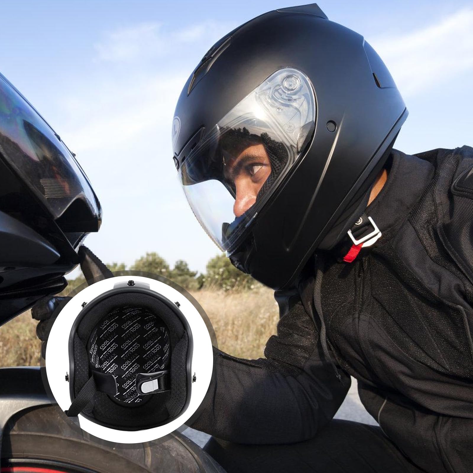 Lot De 2 Doublures Rembourrage Casque Moto - Taille 29x29 Cm, Tissu Polyester - Pour Confort Et Hygiène - 4