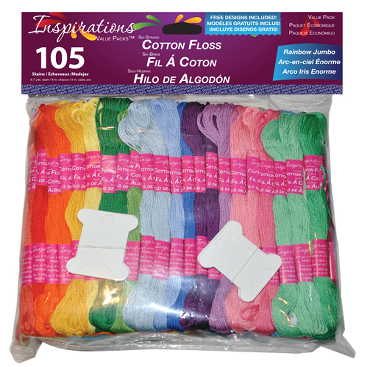 Fil de coton Rainbow Delight Inspirations : lot de 105 écheveaux multicolores