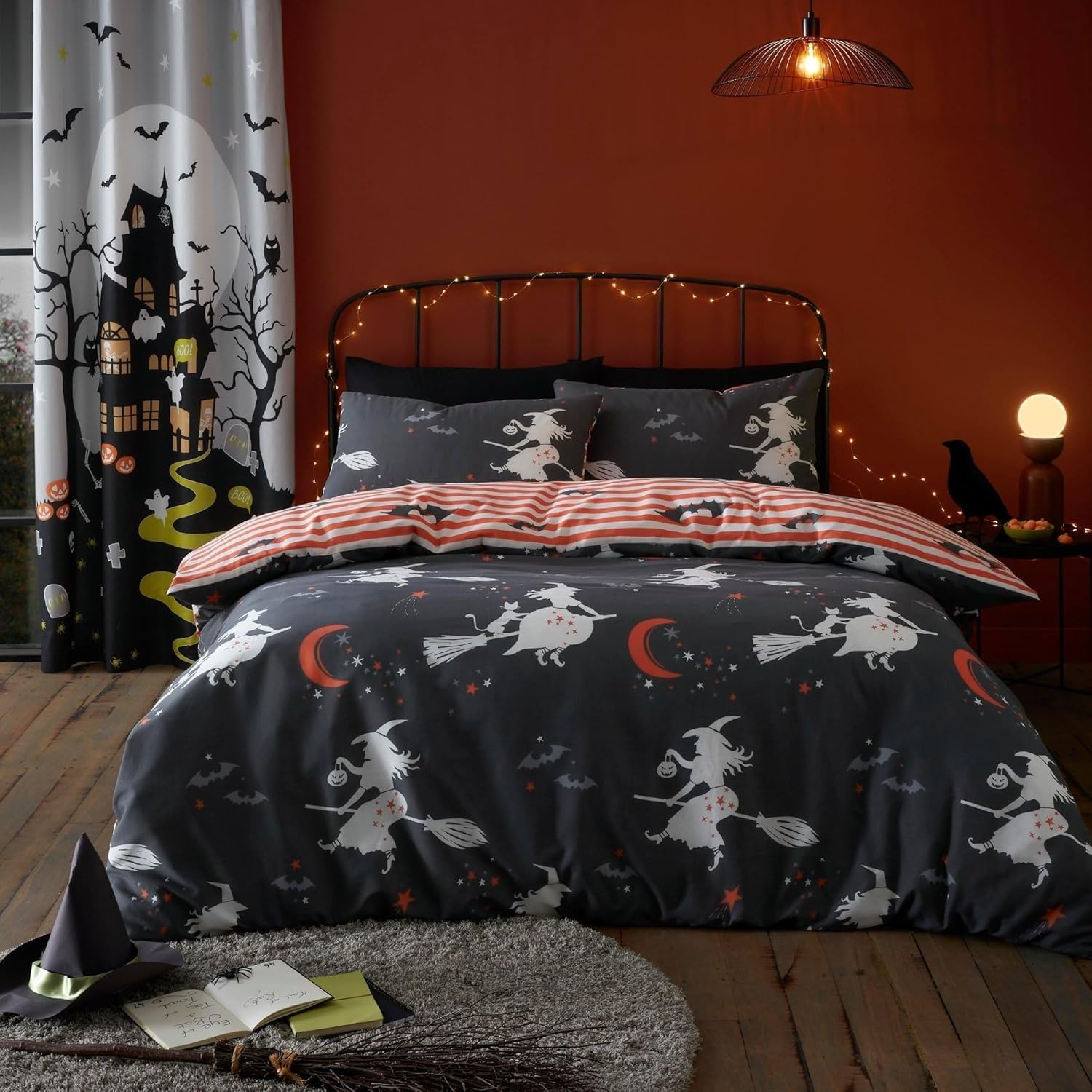 BSYYZQC Witch Duvet Cover King Black King Size Duvet Cover Sets 3D Printed Microfiber Bedding Soft Quilt Cover 230x220 cm with 2 Pillowcases 50x75 cm