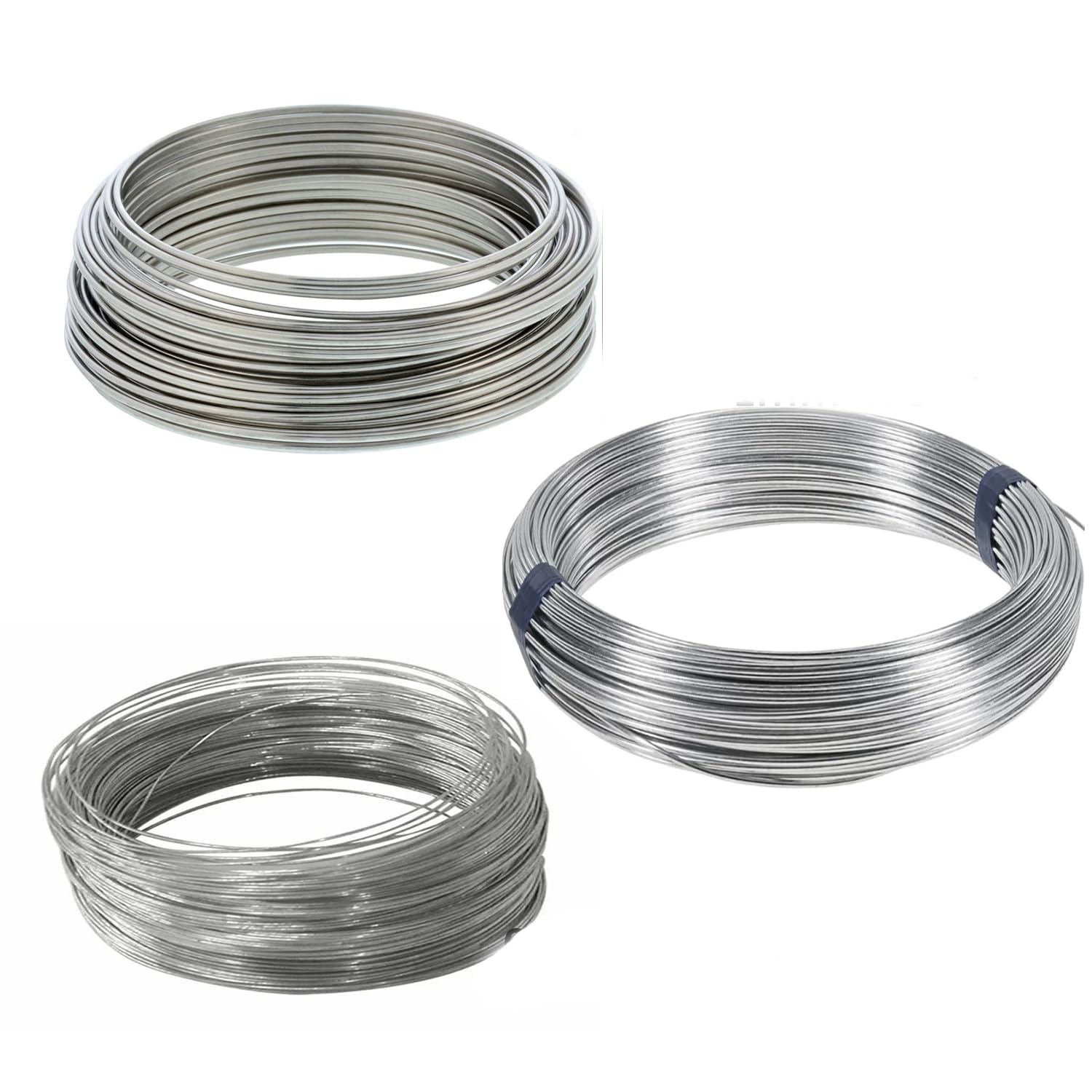 Floral Stem Wire Set - Galvanized Wire for Flower Making (0.5mm, 1mm, 1.5mm - 2M Each)